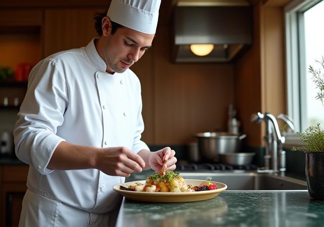 Chefkoch bereitet privates Abendessen vor